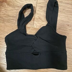 Madewell Key hole cropped tank top — black — size small